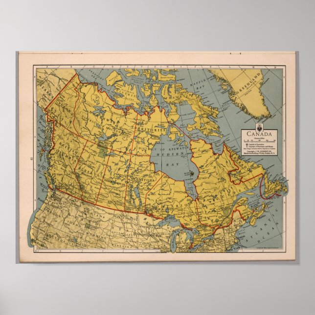 Póster Mapa antiguo de Canadá (Frente)