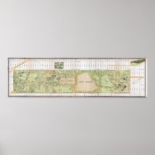 Póster Mapa antiguo de Central Park NYC de 1868