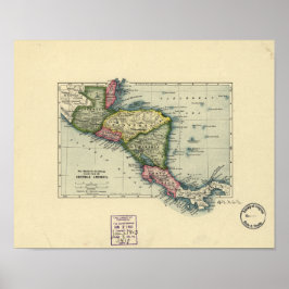 Póster Mapa antiguo de Centroamérica - 1902