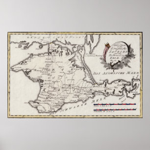 Póster Mapa antiguo de Crimea, la península de Crimea, 17