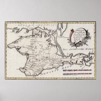 Póster Mapa antiguo de Crimea, la península de Crimea, 17