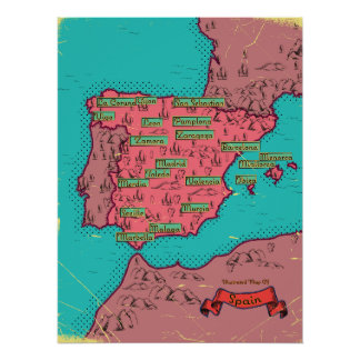 Póster Mapa antiguo de España