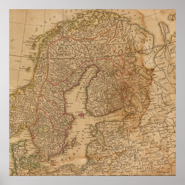 Póster Mapa Antiguo de Europa (Frente)