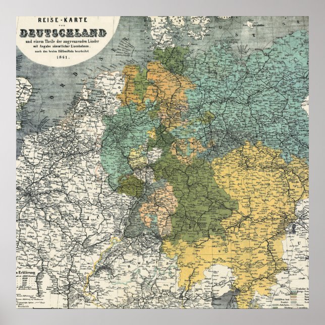 Póster Mapa Antiguo de Europa (Frente)