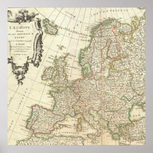 Póster Mapa Antiguo de Europa