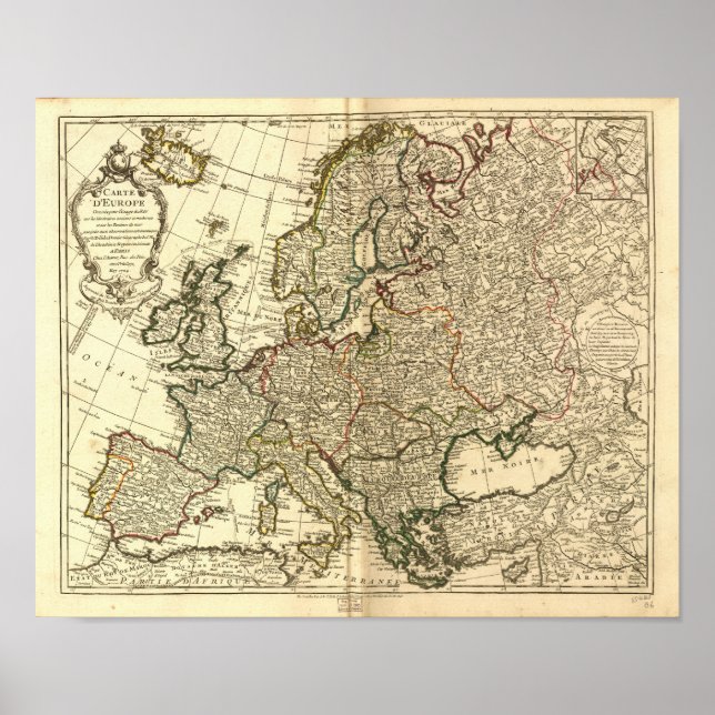 Póster Mapa antiguo de Europa 1769 (Frente)
