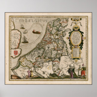 Póster Mapa antiguo de Europa como león