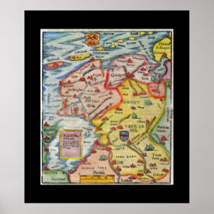 Póster Mapa antiguo de Fiesland - Fryslân - Frisia Occide