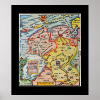 Póster Mapa antiguo de Fiesland - Fryslân - Frisia Occide