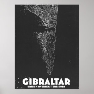 Póster Mapa antiguo de Gibraltar