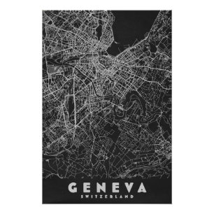 Póster Mapa antiguo de Ginebra Suiza