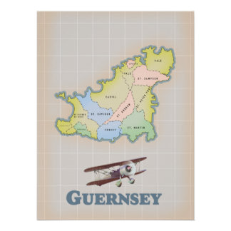 Póster Mapa antiguo de Guernsey