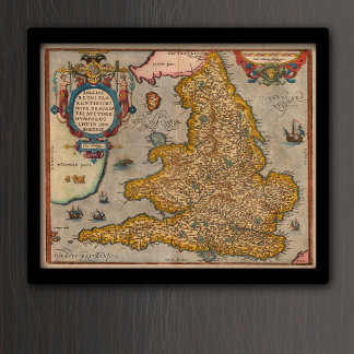 Póster Mapa antiguo de Inglaterra de 1573