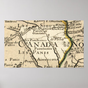 Póster Mapa antiguo de Iowa