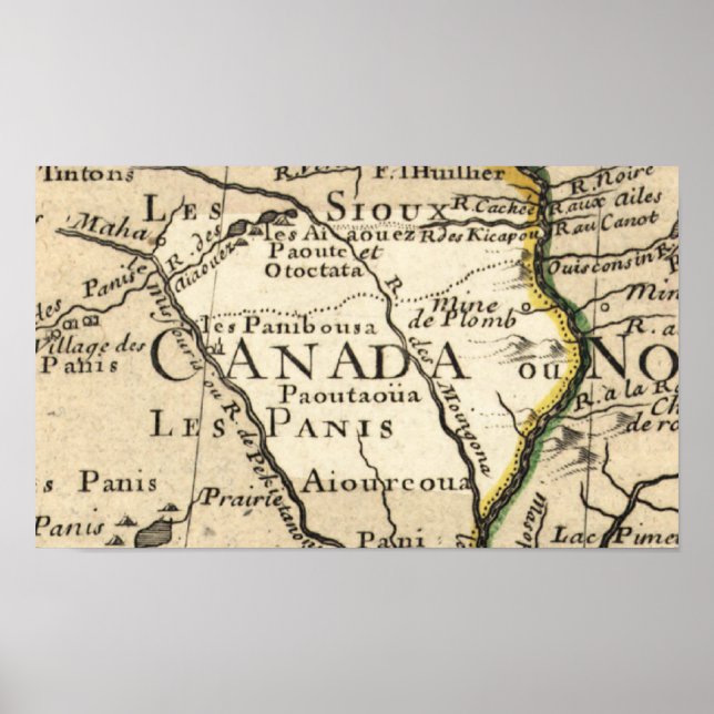 Póster Mapa antiguo de Iowa (Frente)