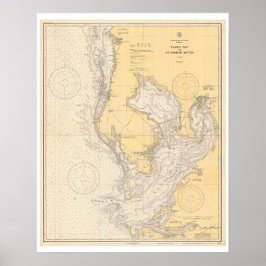 Póster Mapa antiguo de la Bahía de Tampa Florida