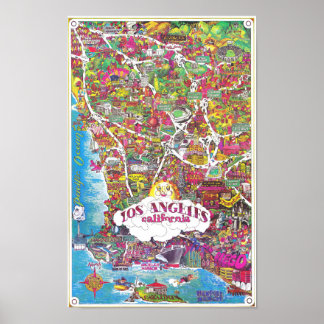 Póster Mapa Antiguo de la Ciudad de Los Ángeles en Califo