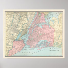Póster Mapa antiguo de la ciudad de Nueva York