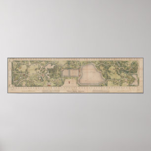 Póster Mapa antiguo de la época de Central Park 1873