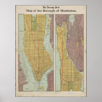 Mapa antiguo de la época de Manhattan Nueva York