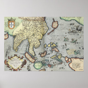 Póster Mapa antiguo de la India 1592