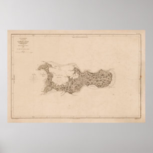 Póster Mapa antiguo de la isla Gran Caimán (1836)