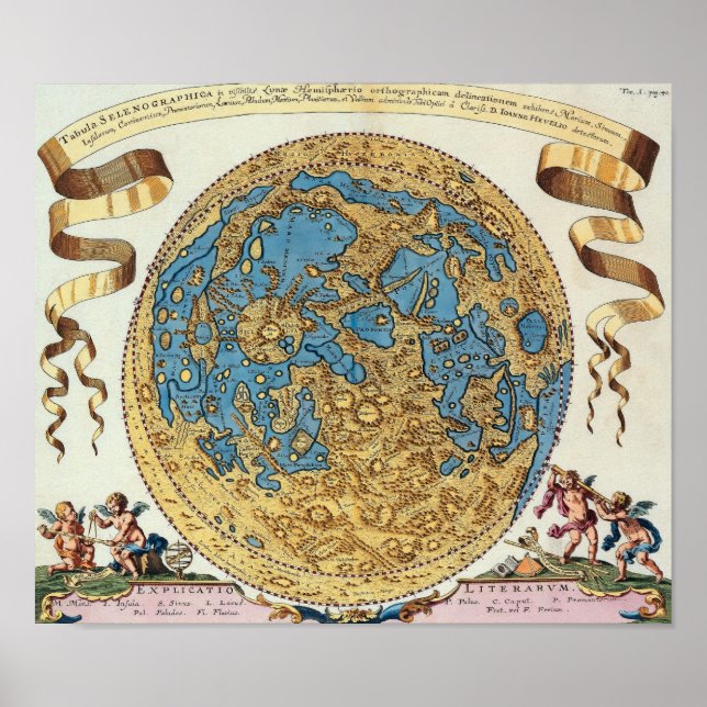 Póster Mapa Antiguo De La Luna (Frente)