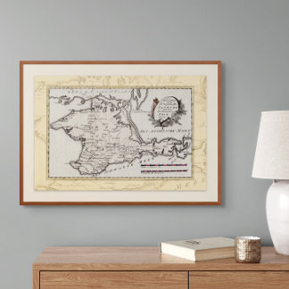 Póster Mapa antiguo de la península de Crimea