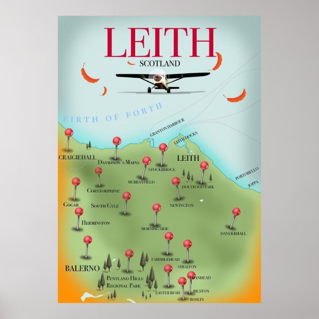 Póster Mapa antiguo de Leith Escocia (Frente)