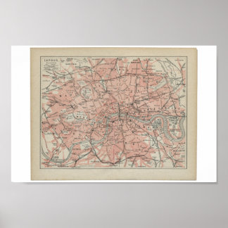 Póster Mapa antiguo de Londres, siglo XIX