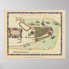 Póster Mapa antiguo de Long Island Nueva York