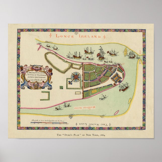 Póster Mapa antiguo de Long Island Nueva York (Frente)