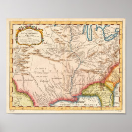 Póster Mapa antiguo de Luisiana 1760