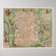 Mapa antiguo de Madrid, España