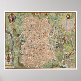 Póster Mapa antiguo de Madrid, España