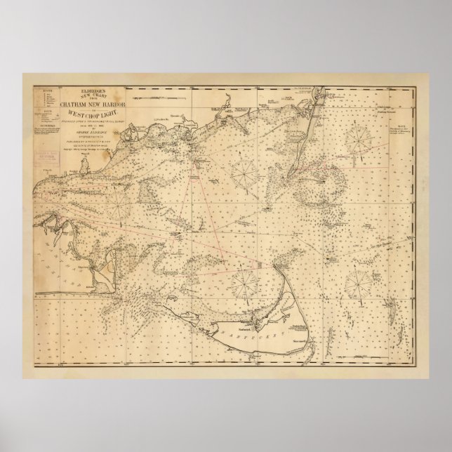 Póster Mapa antiguo de Nantucket y Cape Cod (1894) (Frente)