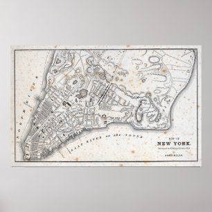 Póster Mapa antiguo de Nueva York