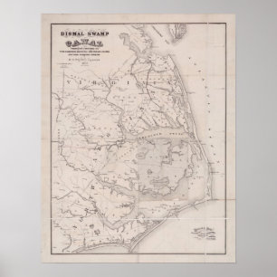 Póster Mapa antiguo de Ocracoke Virginia 1867
