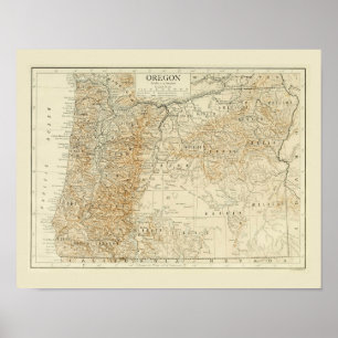 Póster Mapa antiguo de Oregón