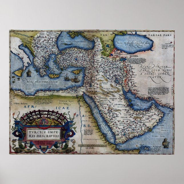 Póster Mapa antiguo de Oriente Medio (Frente)