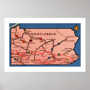 Póster Mapa antiguo de Pennsylvania 20x30