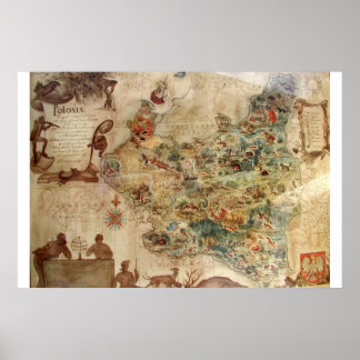 PÓSTER MAPA ANTIGUO DE POLONIA
