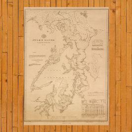 Póster Mapa antiguo de Puget Sound