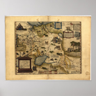 Póster Mapa antiguo de Rusia ORTELIUS ATLAS 1570 A.D.