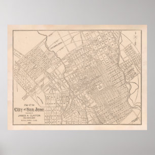 Póster Mapa antiguo de San José (1888)