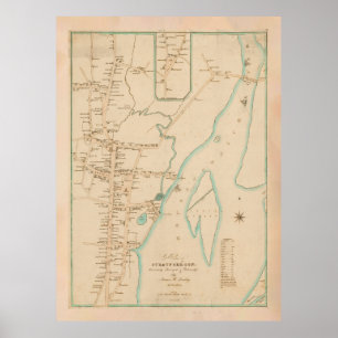 Póster Mapa antiguo de Stratford CT (1824)
