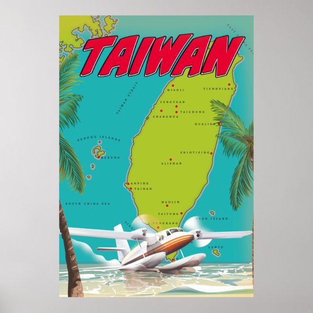 Póster Mapa Antiguo de Taiwán (Frente)