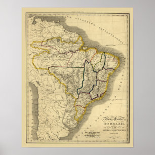 Póster Mapa antiguo del Brasil en 1821
