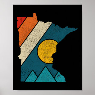 Póster Mapa Antiguo del Estado de Minnesota Montañas Orgu