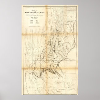 Póster Mapa Antiguo del Gran Cañón 1883